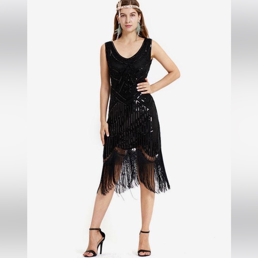 Fundaisy 20’s Flapper Gatsby Sequin Beaded Fringe Dress